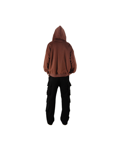 Brown Double Zip-Up Hoodie