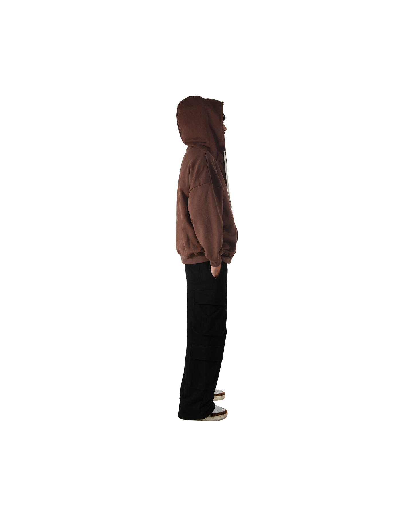 Brown Double Zip-Up Hoodie