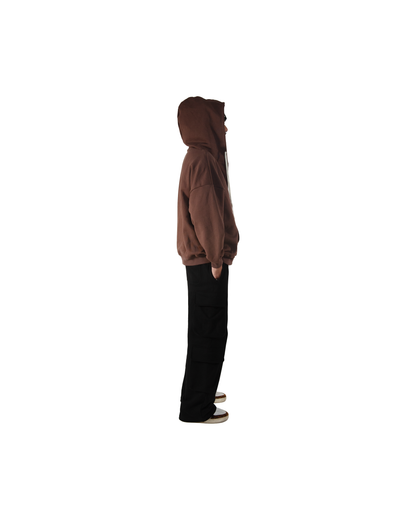 Brown Double Zip-Up Hoodie