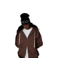 Brown Double Zip-Up Hoodie