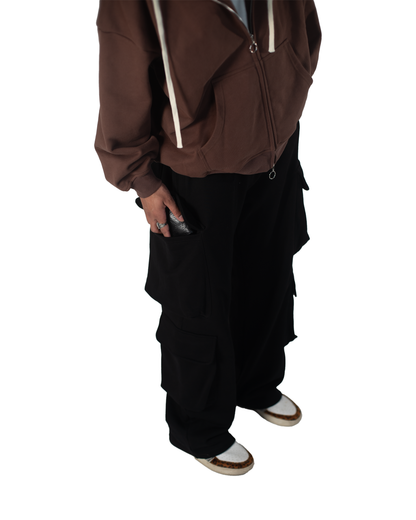 Black Cargo Pocket Sweatpants