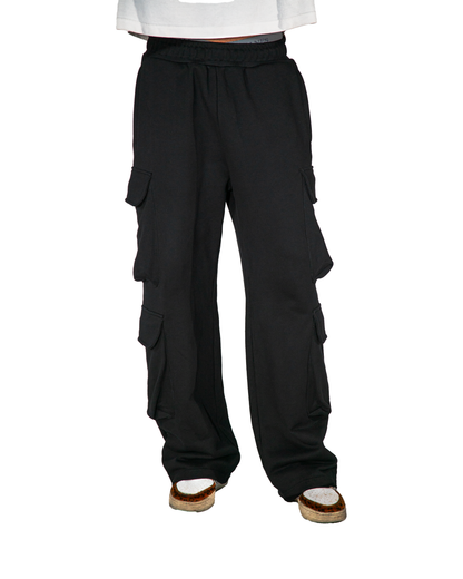 Black Cargo Pocket Sweatpants